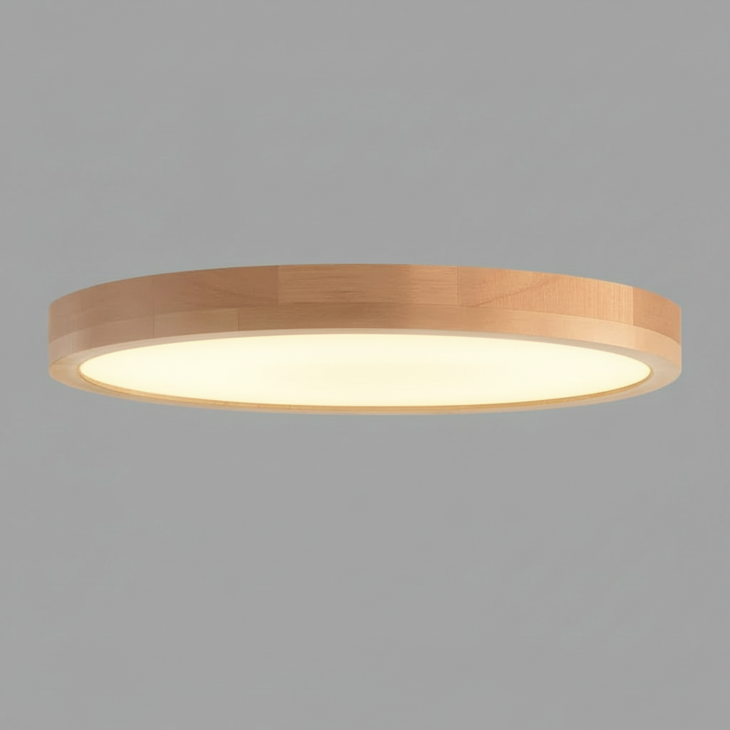 Elegant Round Flush Mount Ceiling Light | LED Wooden Fixture