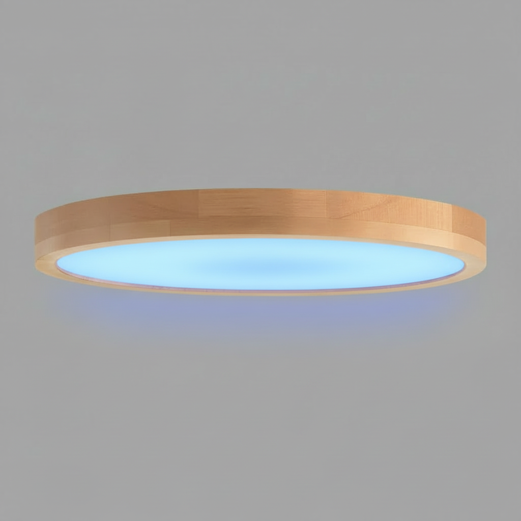 Elegant Round Flush Mount Ceiling Light | LED Wooden Fixture
