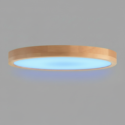 Elegant Round Flush Mount Ceiling Light | LED Wooden Fixture