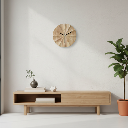 AuraClock | Large Modern Wall Clock Decor in Natural Wood