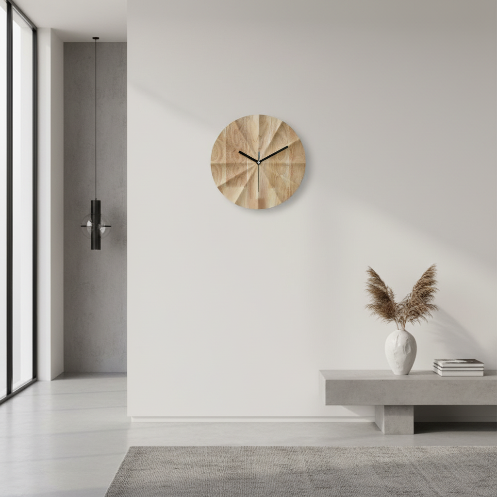 AuraClock | Large Modern Wall Clock Decor in Natural Wood
